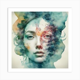 Watercolor Portrait Of A Woman 3 Art Print