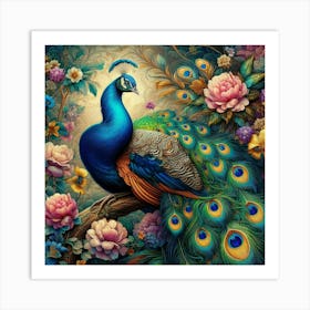 Peacock Painting Wall art 1 Poster