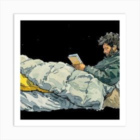 Man Reading In Bed Art Print