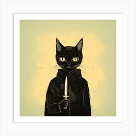 Cat With Knife 1 Art Print