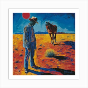 Cowboy In The Desert Art Print