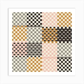 Checkered Pattern Cottage Summer  Muted Pink Art Print