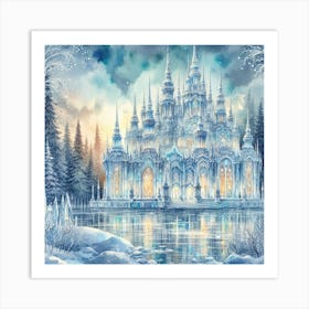 Winter Fairytale Castle Art Print