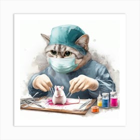 Surgeon Cat Art Print