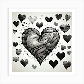 Black And White Heart Art Print