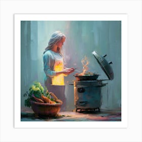 Woman Cooking Art Print