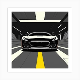 Aerodynamic Supercar with Racing Design Sports Car In A Tunnel Art Print