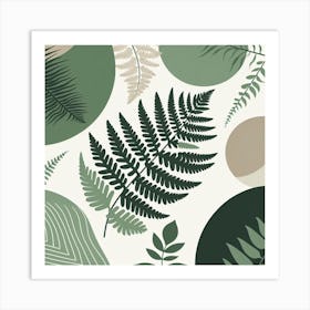 Scandinavian style, Green fern 1 Art Print