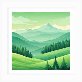 Misty mountains background in green tone 31 Art Print