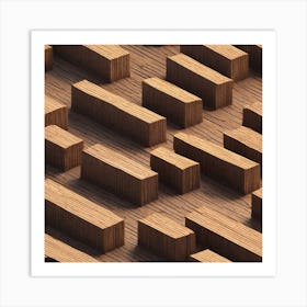 Maze Of Wooden Blocks Art Print
