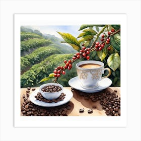 Coffee And Coffee Beans 6 Art Print