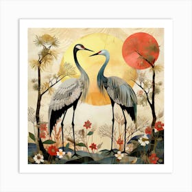 Bird In Nature Crane 1 Art Print