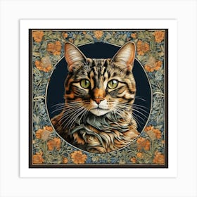 william morris inspired tabby cat Art Print