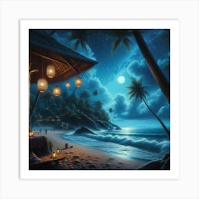 Night At The Beach Art Print