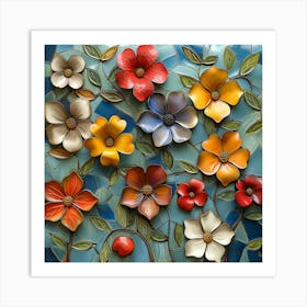 Mosaic Flower Wall Art Art Print
