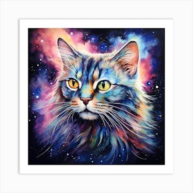 Cosmic Whiskers: Neon Dreams Art Print