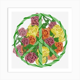 Peace Sign With Roses Art Print