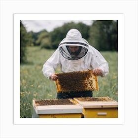 Beekeeper Inspecting Hives 1 Art Print