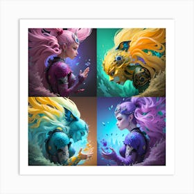 Four Mermaids Art Print