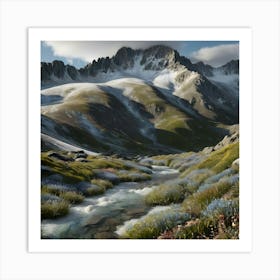 Mountain Stream - Style of William Morris 3 Art Print