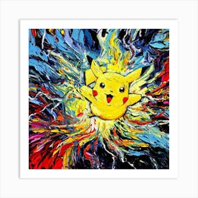 Pikachu Starry Night Van Gogh Art Print