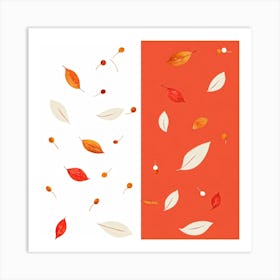 Autumn Artwork Showcasing Minimalist Design Featuring An Inventive Spread Of Leaves And Berries Sca (2) Art Print