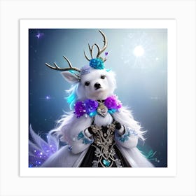 Santa Deer Art Print