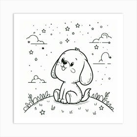 Line Art dog 1 Art Print