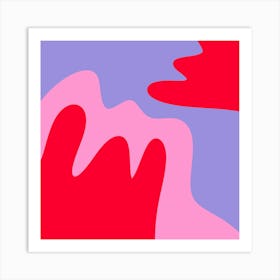 Abstract modern shapes pink, violet, red Art Print