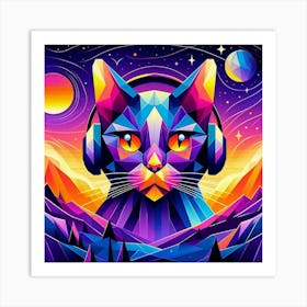 Blip Low Poly Cat Art Print