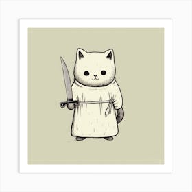 Cat With A Knife Art Print