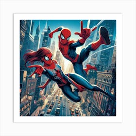 Spider - Man And Spider - Woman 1 Art Print