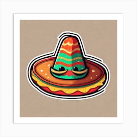 Mexican Taco With Mexican Sombrero Sticker 2d Cute Fantasy Dreamy Vector Illustration 2d Flat (31) Art Print
