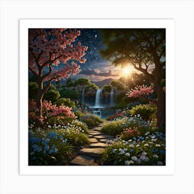 Garden At Night 2 Art Print