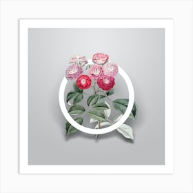 Vintage Seven Sister's Rose Minimalist Flower Geometric Circle on Soft Gray Art Print