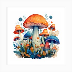 Mushrooms In The Forest 98 Art Print