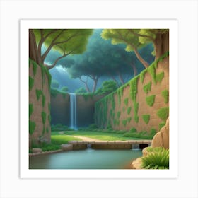 3d Animation Style A Very Beautiful View Of The Natural Landsc 1 Art Print