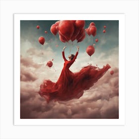 Red Balloons In The Sky Art Print