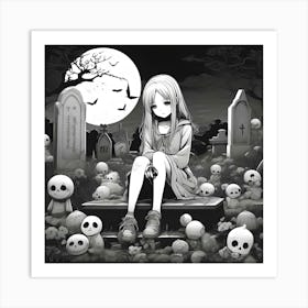 Anime Girl In A Cemetery Art Print