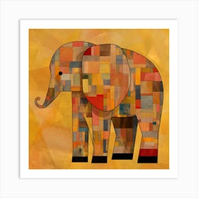 Elephant On A Yellow Background Art Print