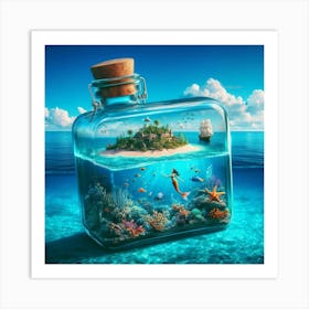 Mermaid In A Bottle 3 Art Print