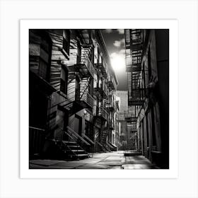 Black And White Street Scene Art Print