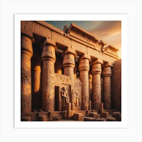 Egyptian Temple At Sunset Art Print