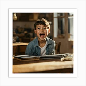 Boy Reacting To A Surprise (3) Art Print