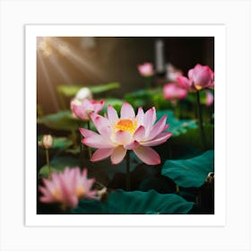 Lotus Pond Is Filled With Cloudy Milky Nectar E Art Print