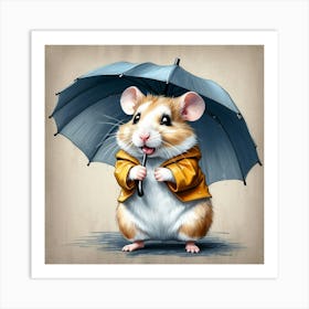 Hamster With Umbrella 4 Art Print