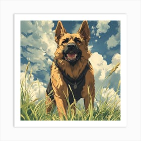 Giant Angry German Shepherd Dog 1 Art Print