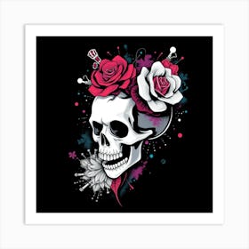 Skull With Roses 1 Art Print