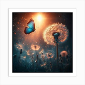 Dandelion And Butterfly Art Print