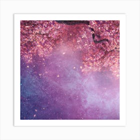 Cherry Blossoms Galaxy Sky Art Print
